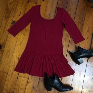 Red free people dress red wine pleated scoop Small